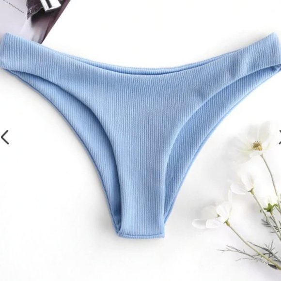 Zaful High leg ribbed bikini bottom - size M - Picture 1 of 5